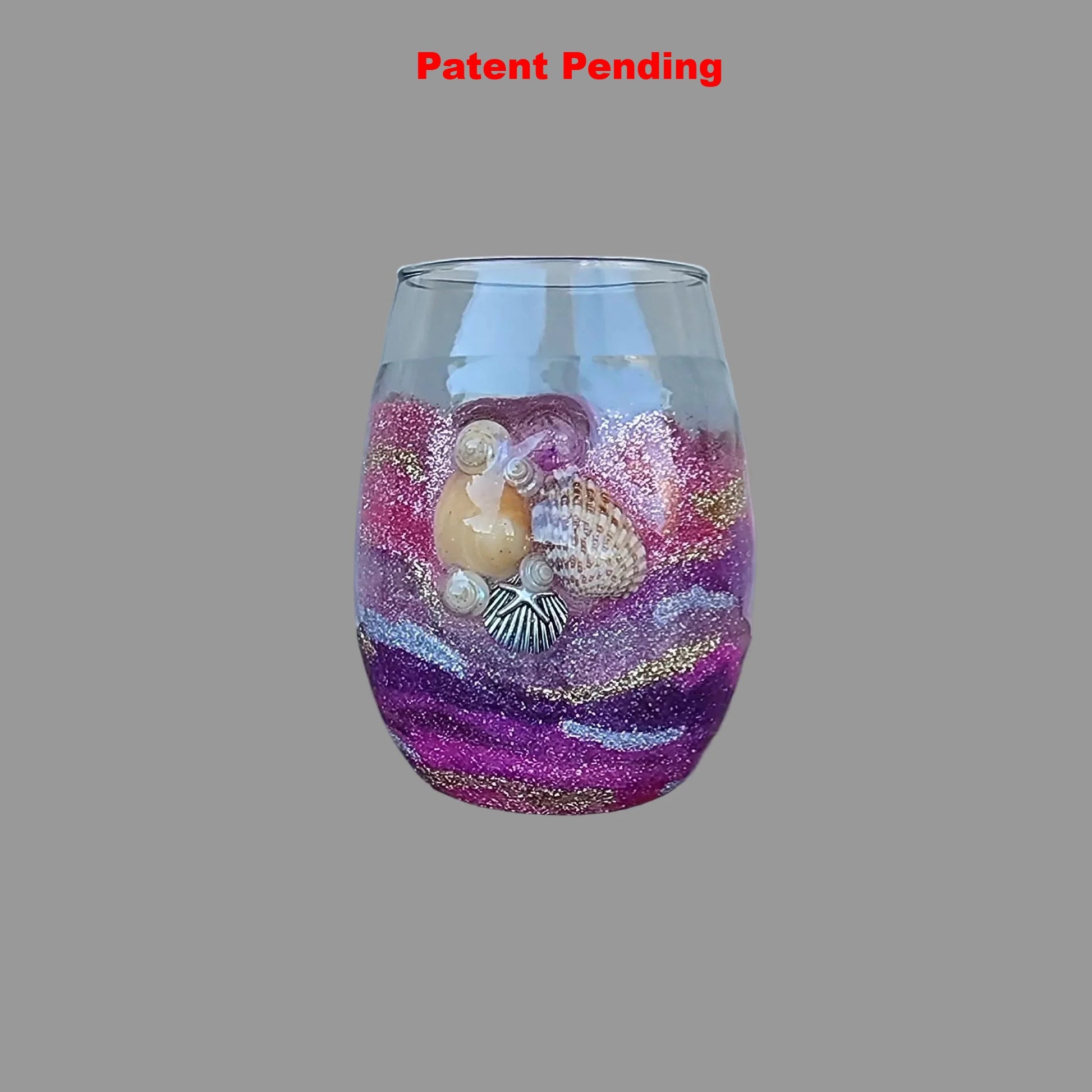 Moonlit Amethyst Stemless Wine Glass – Smoke-Tinted Gold Shimmer Resin (18oz+)