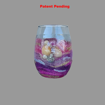 Moonlit Amethyst Stemless Wine Glass – Smoke-Tinted Gold Shimmer Resin (18oz+)