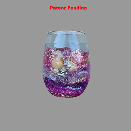 Moonlit Amethyst Stemless Wine Glass – Smoke-Tinted Gold Shimmer Resin (18oz+)