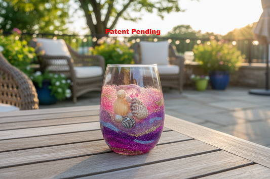 Moonlit Amethyst Stemless Wine Glass – Smoke-Tinted Gold Shimmer Resin (18oz+)