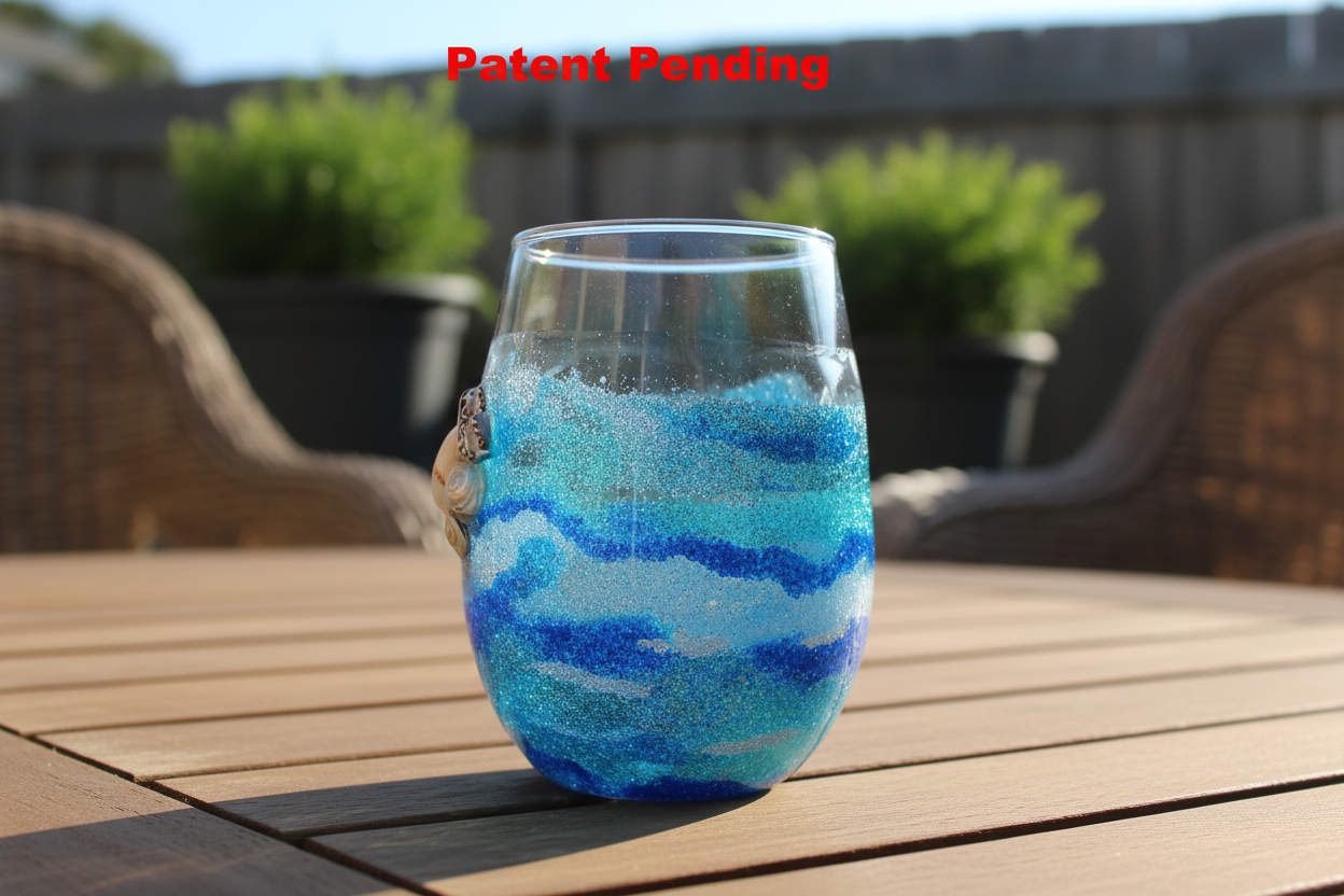 Deepwater Drift Stemless Wine Glass - Smoke-Tinted Ocean Blue Resin Art (18oz+)