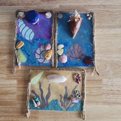 Seashell Jewelry Holder Wall Decor - Handmade Coastal Wall Art with Real Shells & Sea Glass