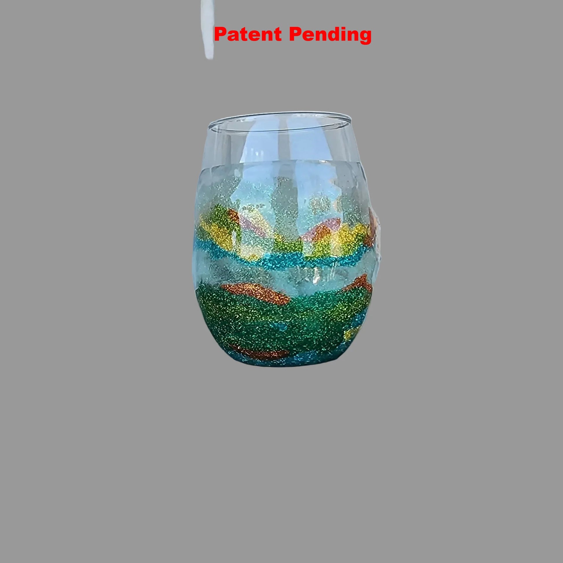 Evergreen Coast Stemless Wine Glass – Smoke-Tinted Resin with Shell Details (18oz+)