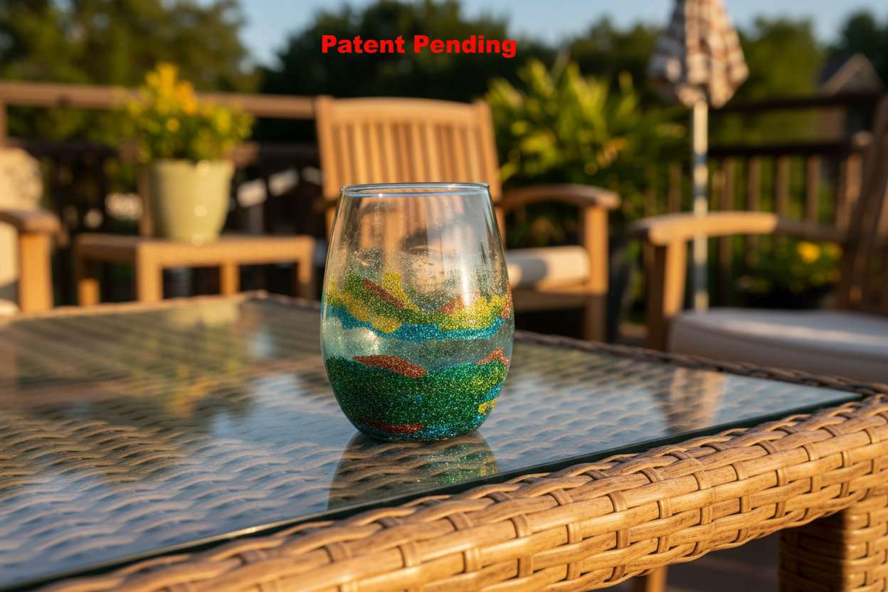 Evergreen Coast Stemless Wine Glass – Smoke-Tinted Fishing Hook Resin Art (18oz+) - SoFlo Boho Boutique