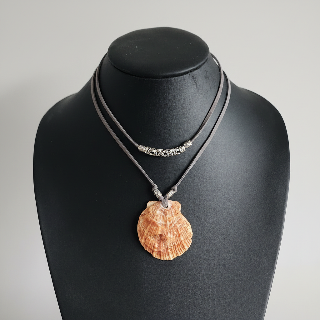 Adjustable lions paw choker necklace on a bust. 