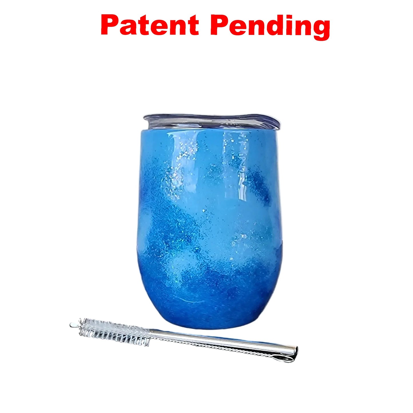 Blue textured tumbler with real seashell and real fish hooks