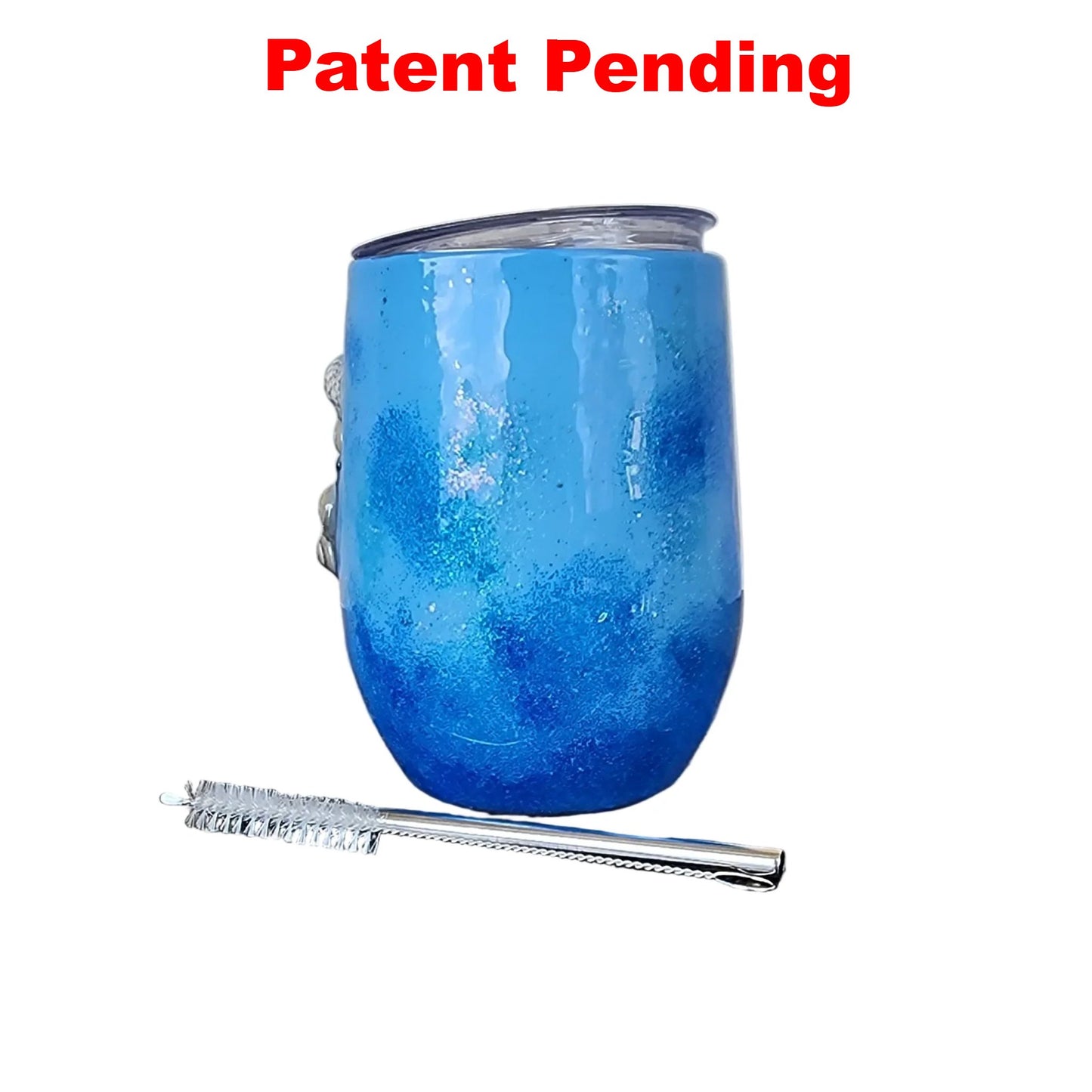 Blue textured tumbler with real seashell and real fish hooks