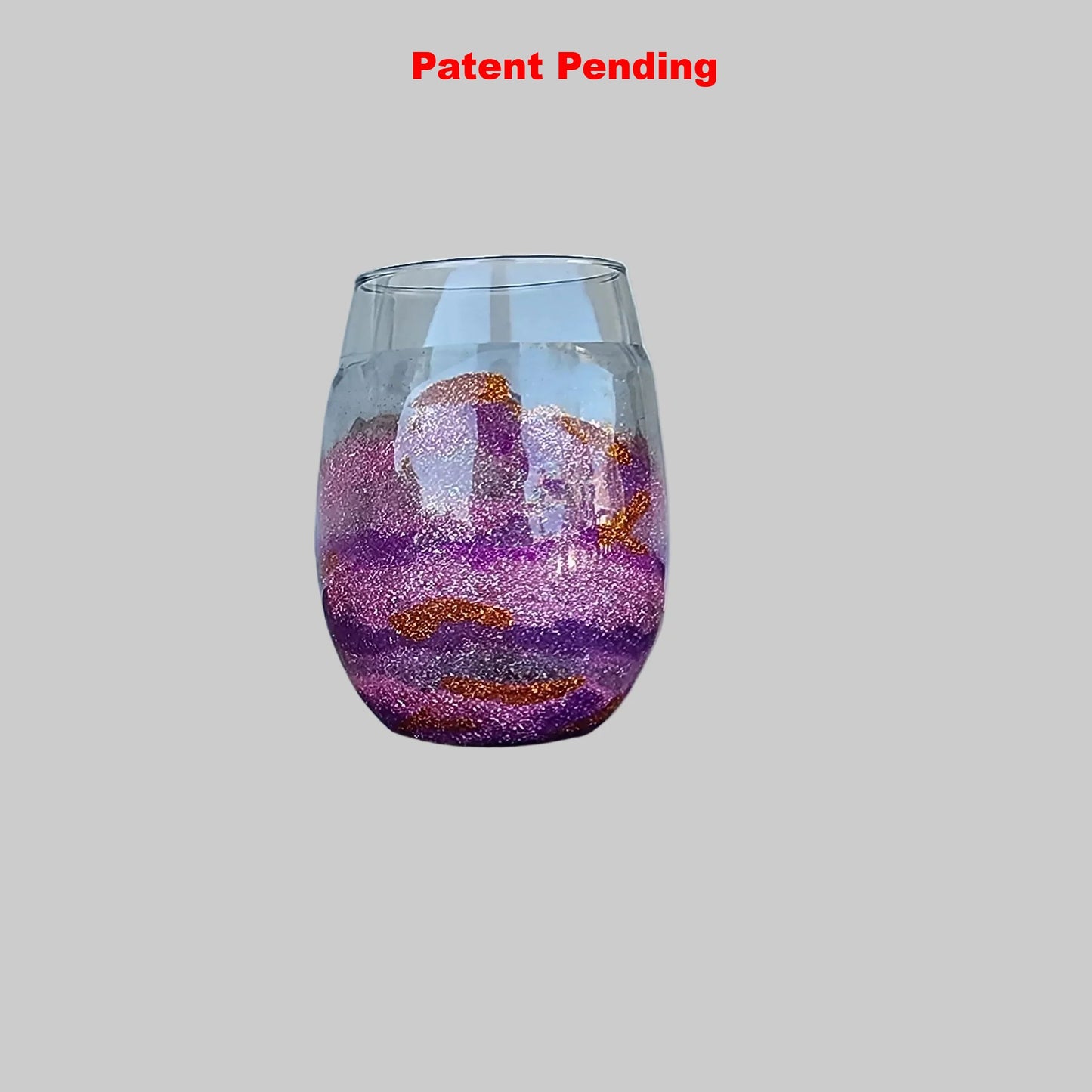 Sunset Siren Stemless Wine Glass – Bronze Shimmer Seashell Resin Art (18oz+)