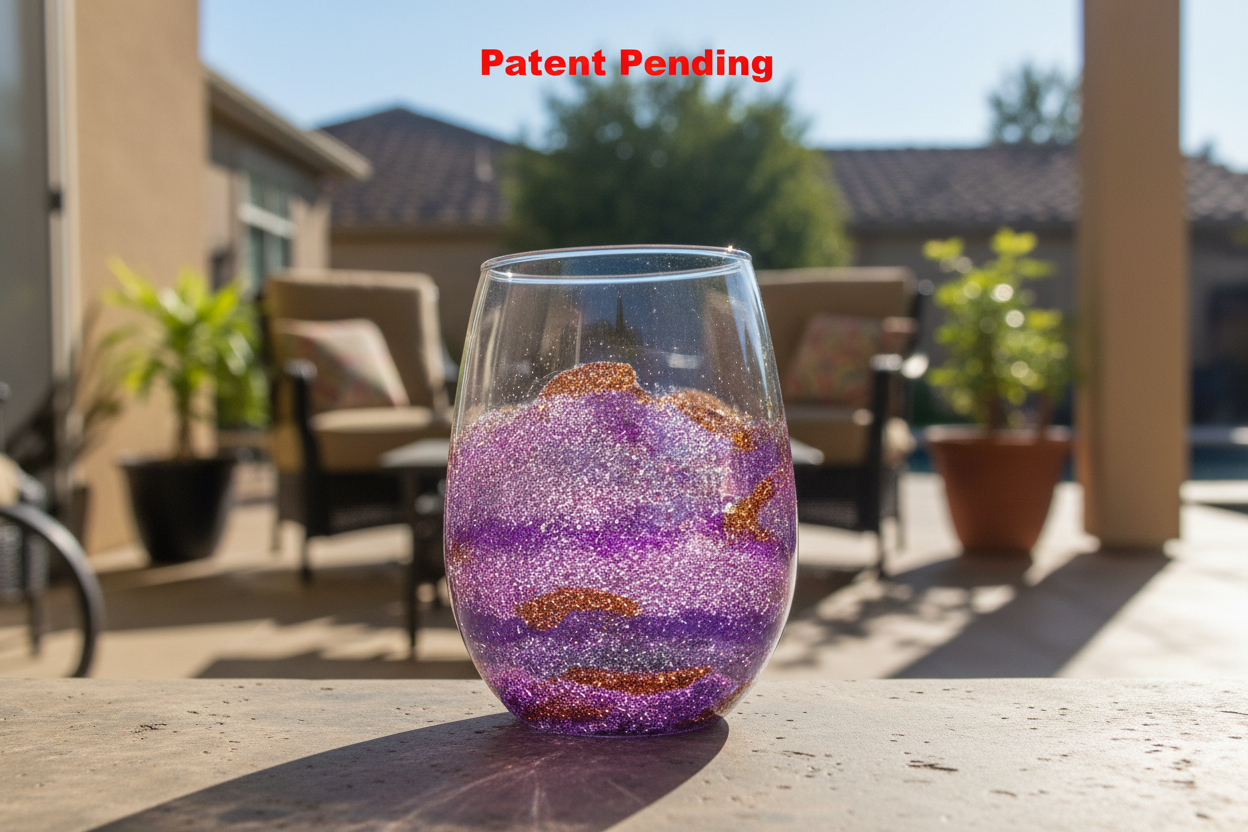 Sunset Siren Stemless Smoke Tinted Wine Glass – Bronze Shimmer Seashell Resin Art (18oz+)