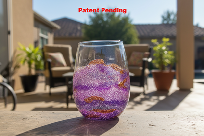 Sunset Siren Stemless Smoke Tinted Wine Glass – Bronze Shimmer Seashell Resin Art (18oz+)