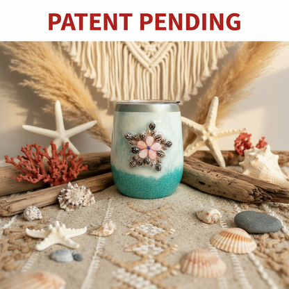 Handmade Seashell Flower Glitter Tumbler | 12oz Stainless Steel Beach Boho Souls