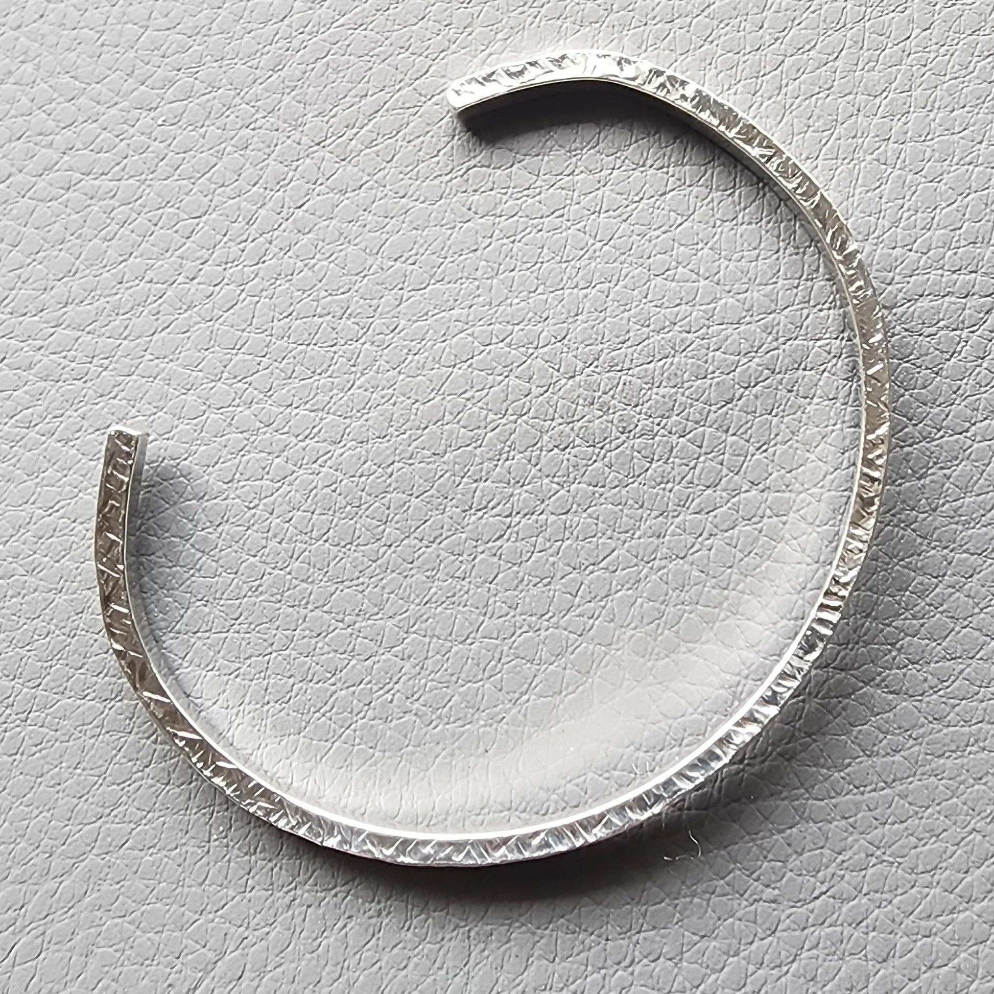 Sterling Silver Cuff Bracelet Hammered Texture Rectangular -