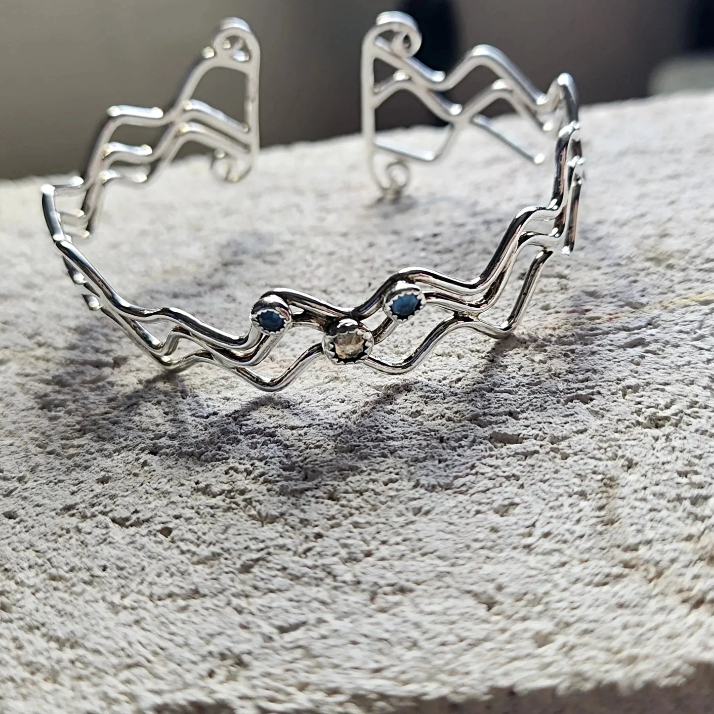 Flowing Ocean Waves Sterling Silver Cuff - Handcrafted with Sparkling Swarovski Crystals 🌊✨