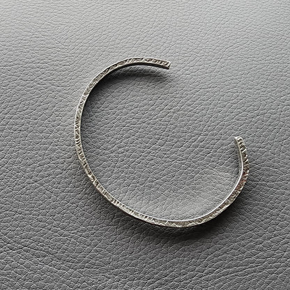 Sterling Silver Cuff Bracelet Hammered Texture Rectangular