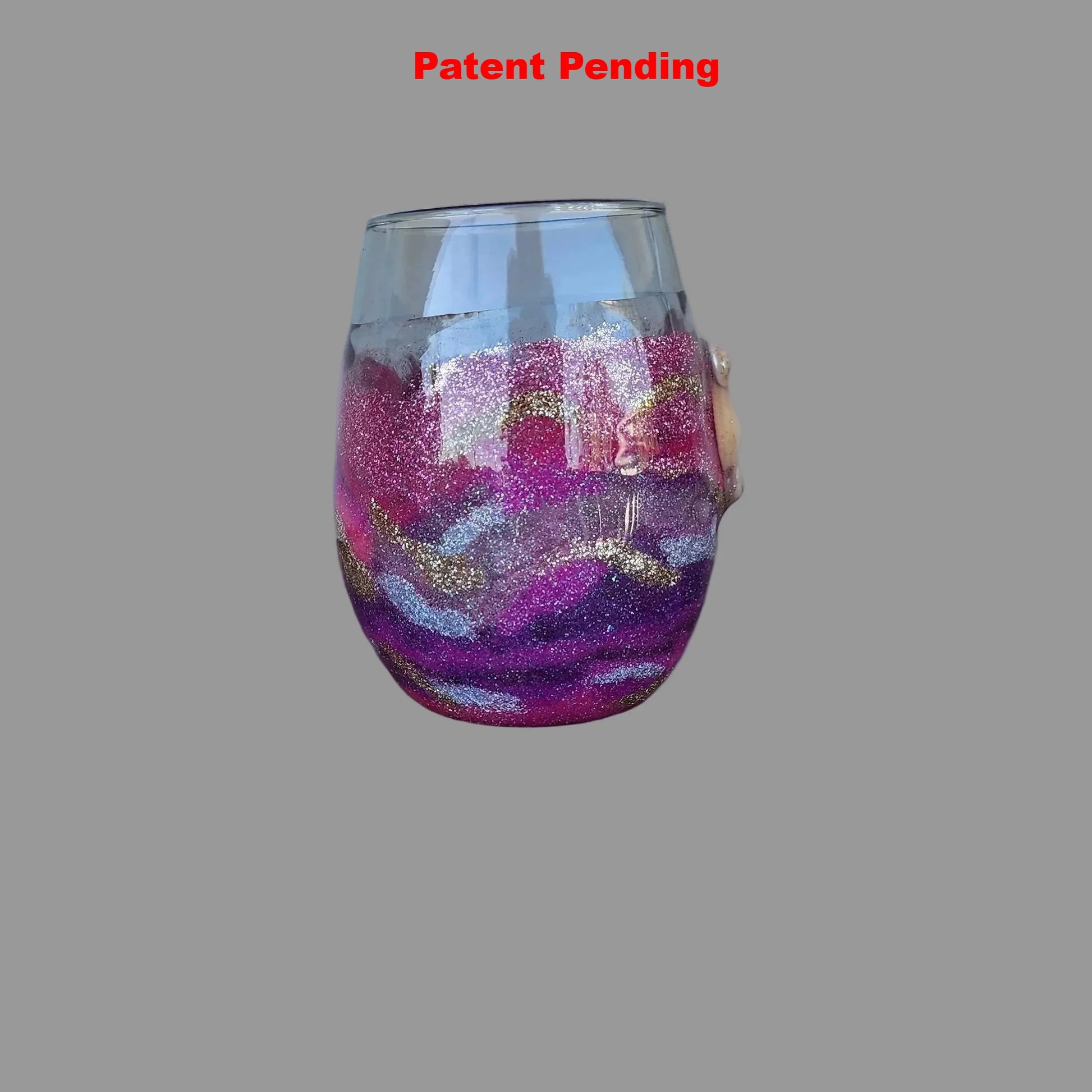 Moonlit Amethyst Stemless Wine Glass – Smoke-Tinted Gold Shimmer Resin (18oz+)