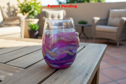 Moonlit Amethyst Stemless Wine Glass – Smoke-Tinted Gold Shimmer Resin (18oz+) - SoFlo Boho Boutique