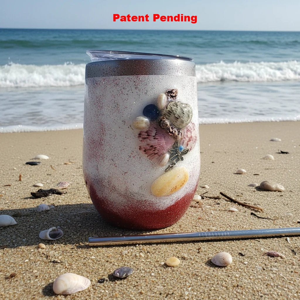 Handmade seashell tumbler coastal drinkware