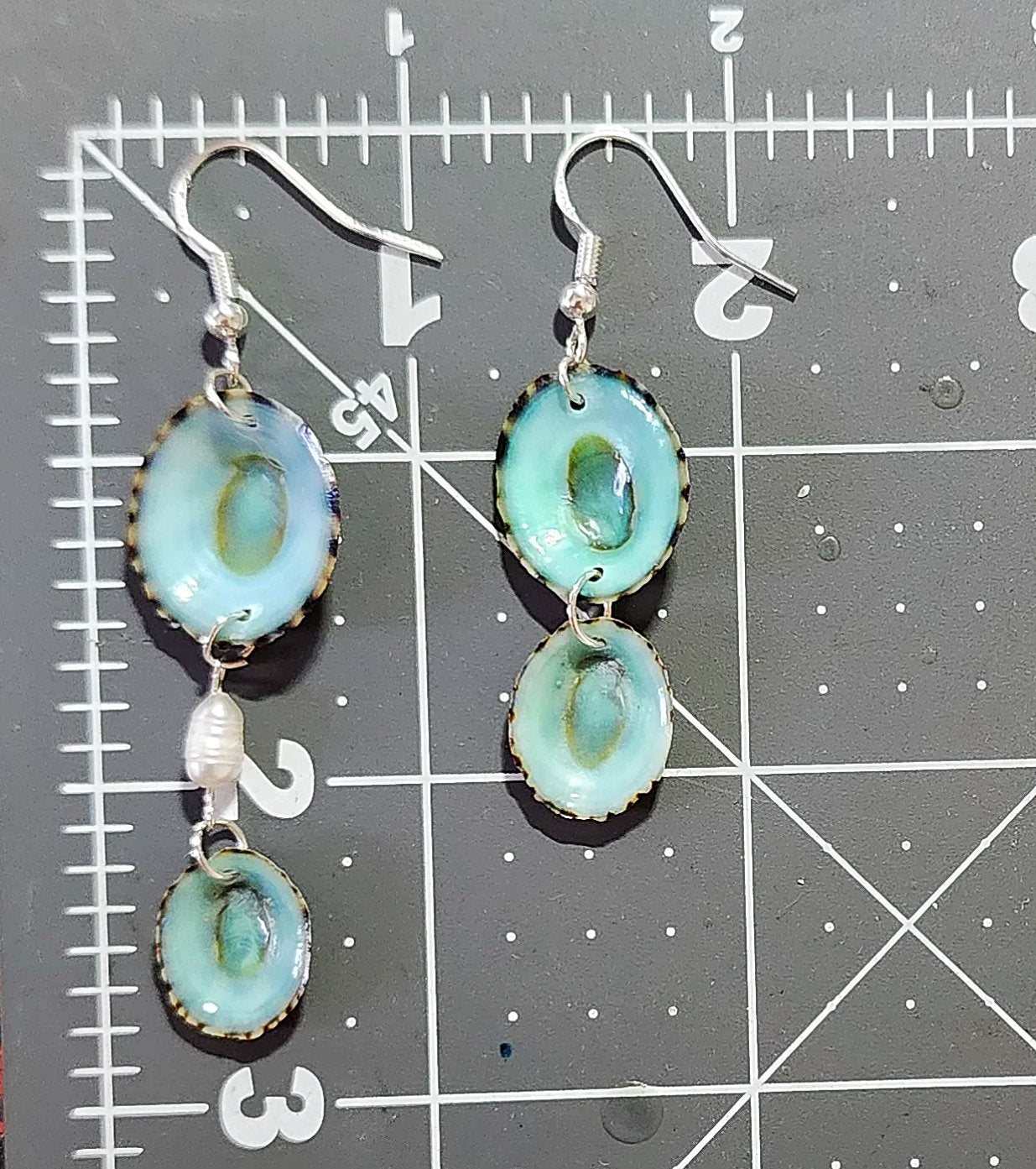 Handmade Green Limpet Shell Earrings in Sterling Silver – Coastal-Inspired Jewelry