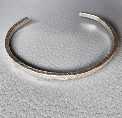 Sterling Silver Cuff Bracelet Hammered Texture Rectangular