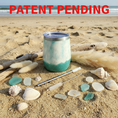 Handmade Seashell Flower Glitter Tumbler | 12oz Stainless Steel Beach Boho Souls