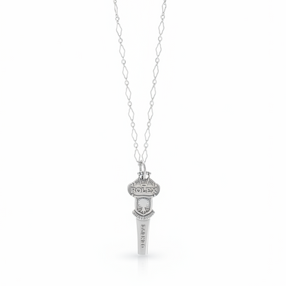 Rolex vintage silver spoon handle pendant necklace on sterling silver chain, product photo