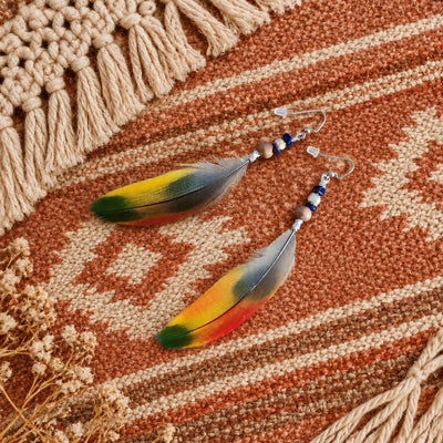 Coastal Feather Earrings, Real Feather Boho Dangles