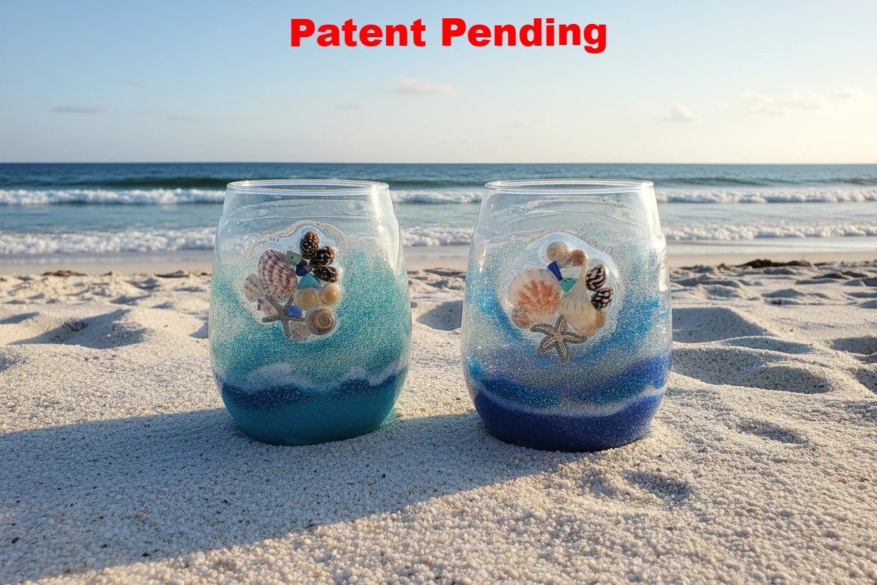 Seafoam Drift - Coastal Gem Stemless Wine Glass