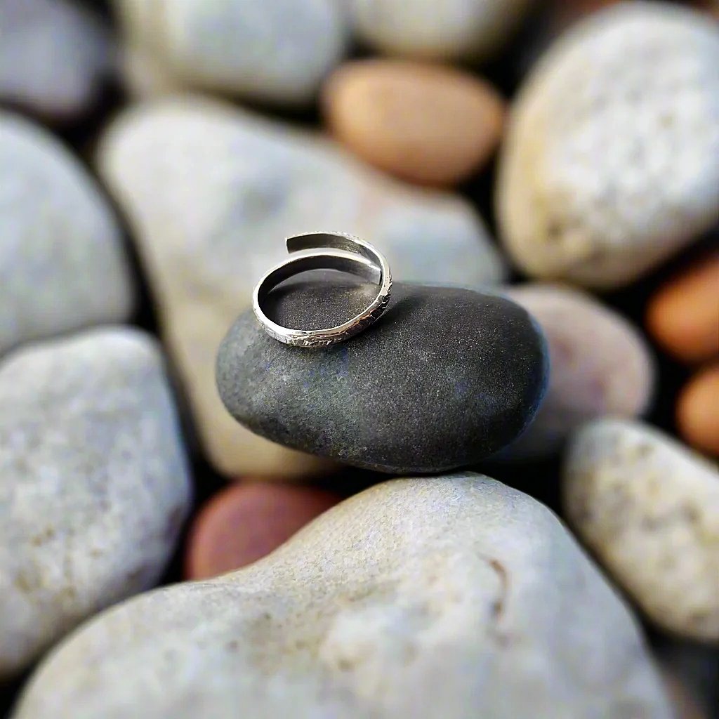 Handmade Minimalist .925 Sterling Silver Hammered Ring | Adjustable Open-End Design
