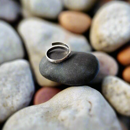 Handmade Minimalist .925 Sterling Silver Hammered Ring | Adjustable Open-End Design