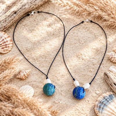 Coastal Chic Gemstone Necklace, Simple Natural Stone Pendant with Accent Bead