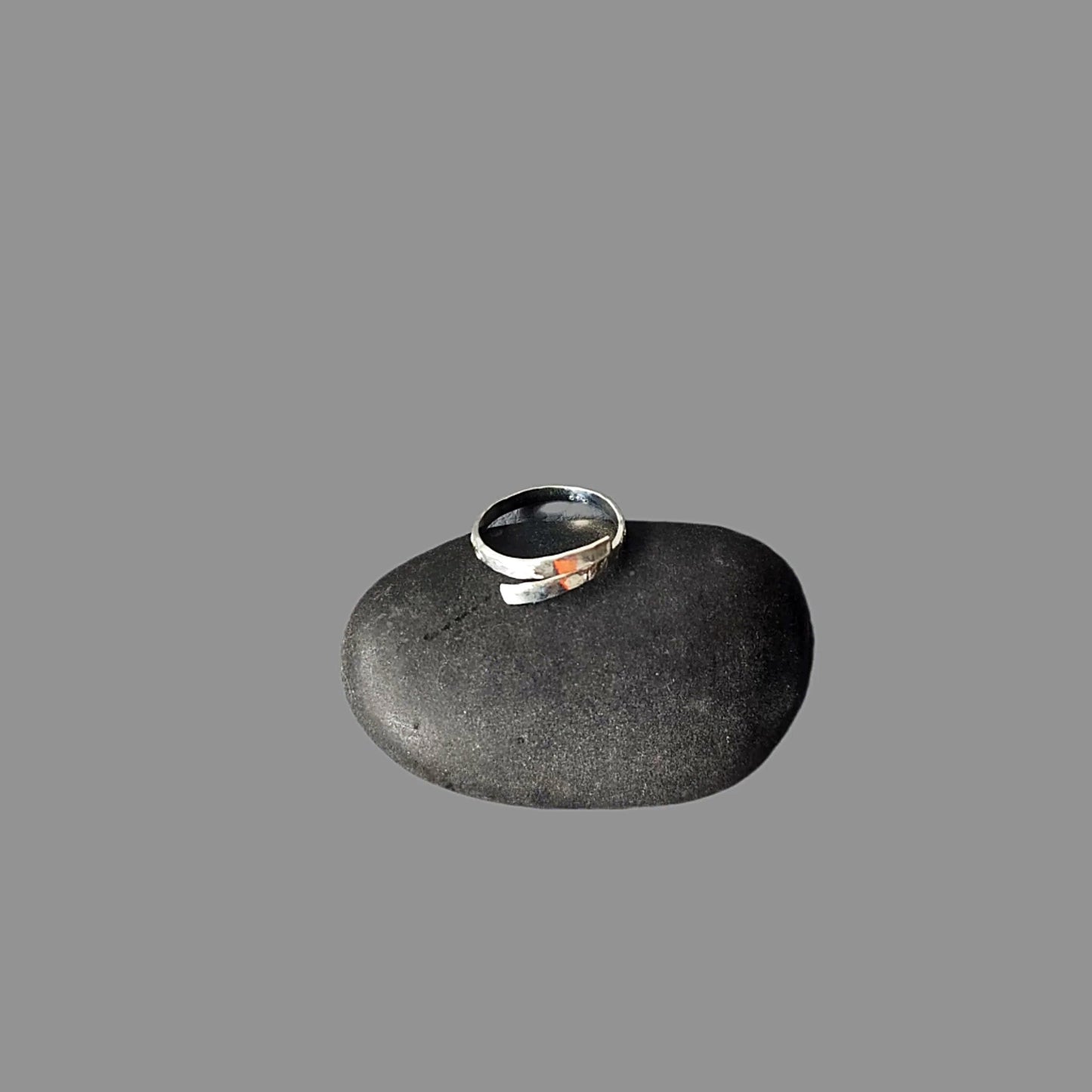 Handmade Minimalist .925 Sterling Silver Hammered Ring | Adjustable Open-End Design