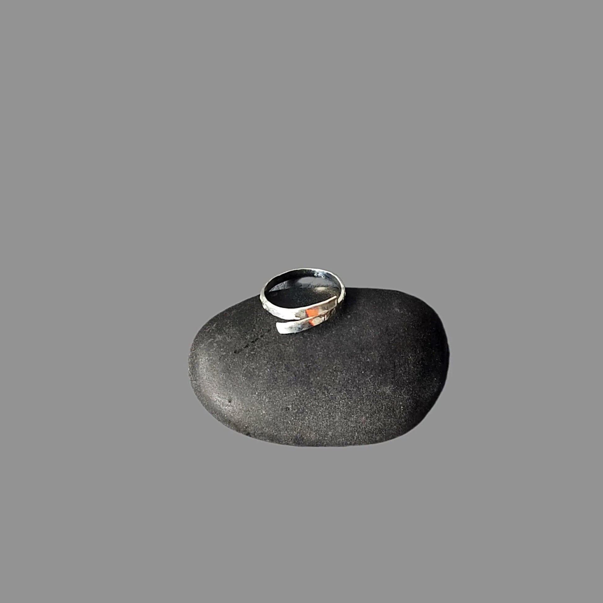Handmade Minimalist .925 Sterling Silver Hammered Ring | Adjustable Open-End Design