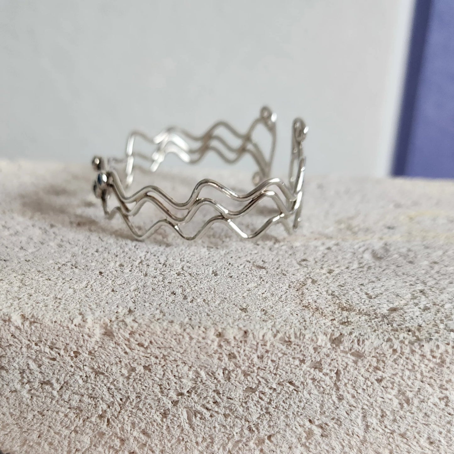 Flowing Ocean Waves Sterling Silver Cuff - Handcrafted with Sparkling Swarovski Crystals 🌊✨