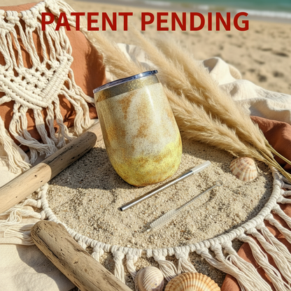 Handmade Seashell Flower Glitter Tumbler | 12oz Stainless Steel Beach Boho Souls