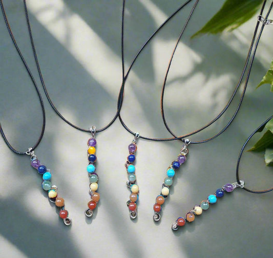 Handmade Sterling Silver Chakra Pendant Necklace – Energy Balancing with Healing Stones