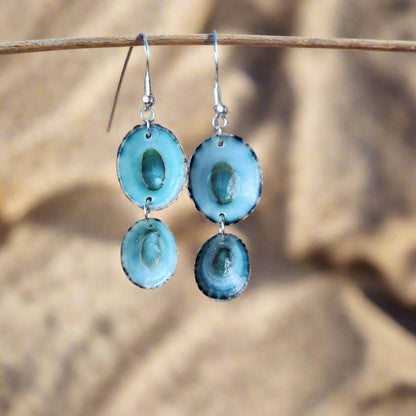 Handmade Green Limpet Shell Earrings in Sterling Silver – Coastal-Inspired Jewelry