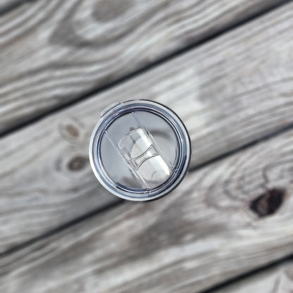 Splash-proof lid on curve-shape insulated seashell tumbler, Saltwater Sips