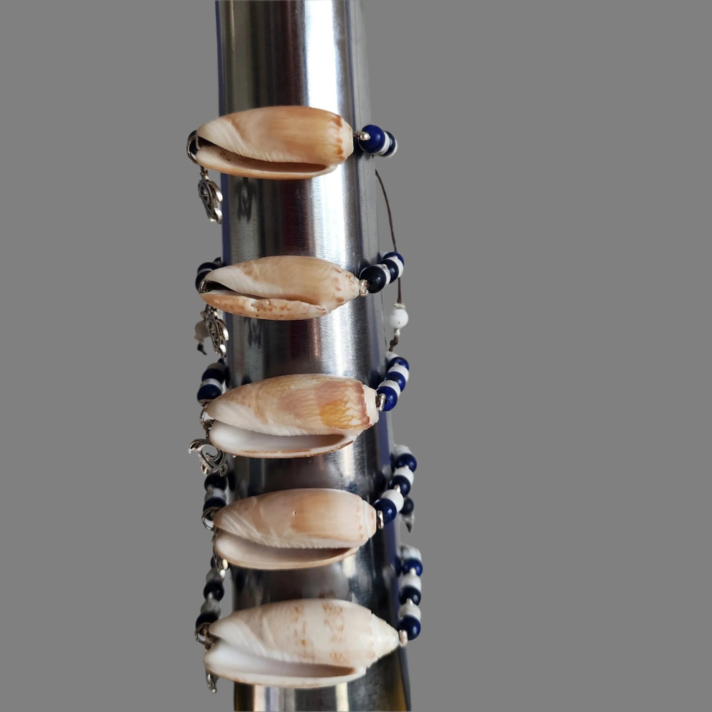 Lapis Lazuli Howlite Shell Bridesmaid Bracelet Set – 5-Pack Beach Wedding Gift