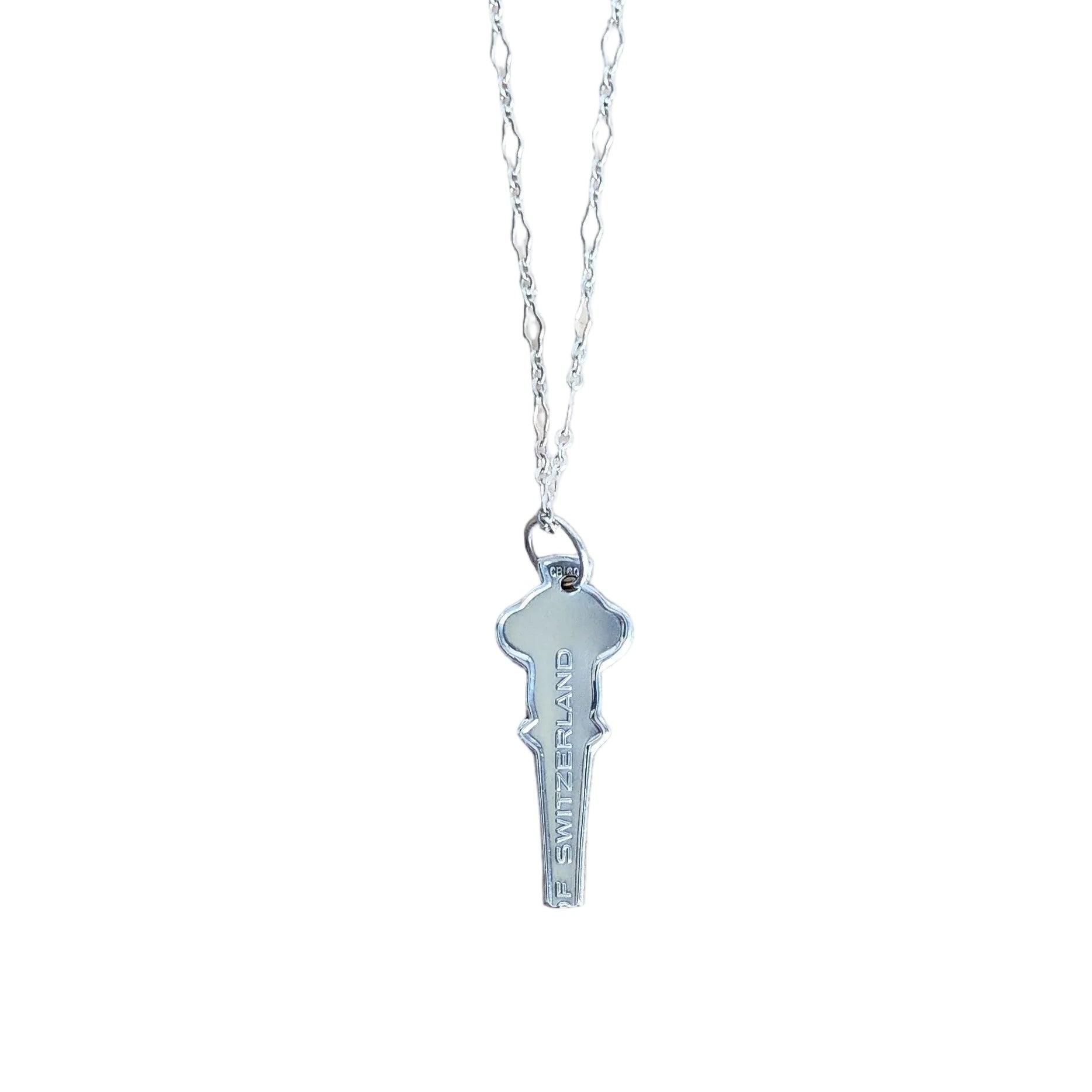 Rolex Bucherer spoon handle pendant necklace, full sterling silver chain length shown