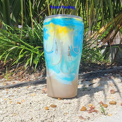 Fishing Hook Tumbler 20oz Turquoise Ocean Wave Gift for Her Hook & Tumble™