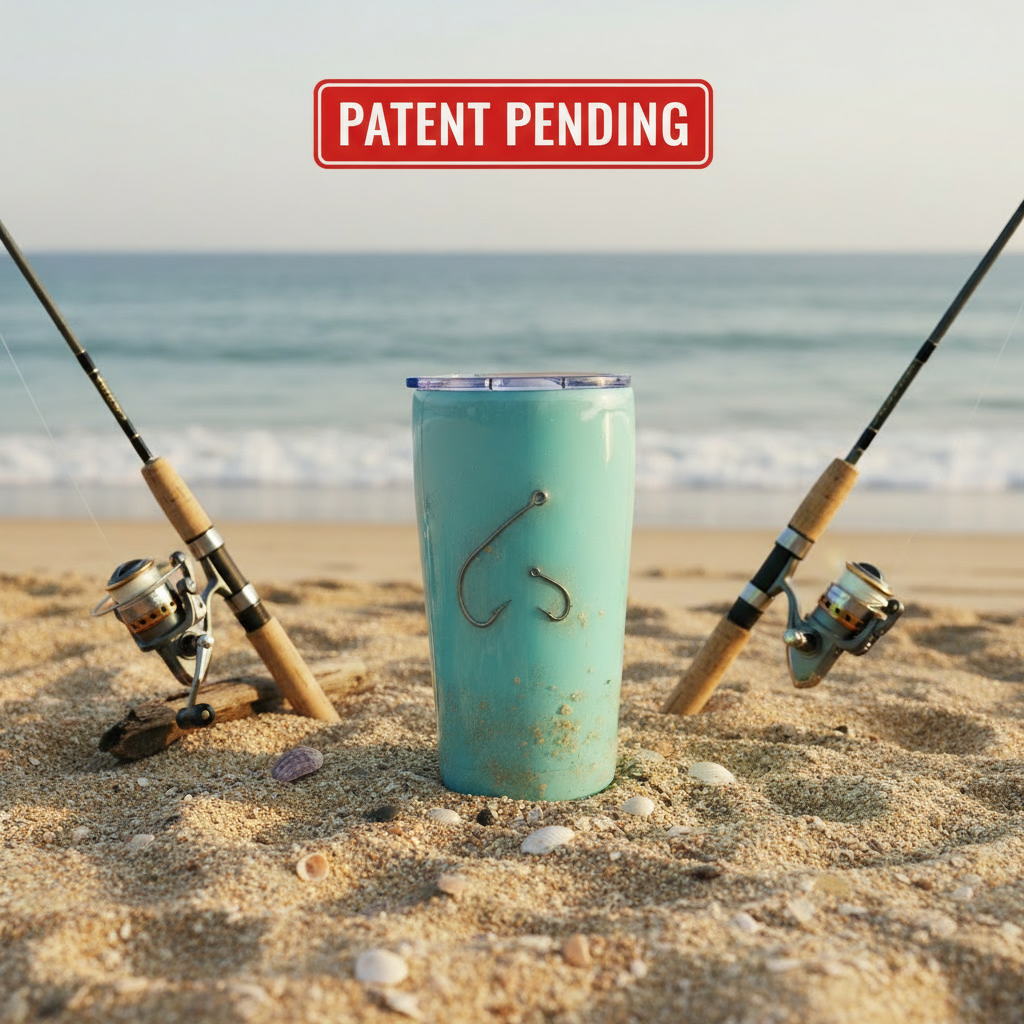 Hook & Tumble Teal Hook Tumbler with Sand Beach Design