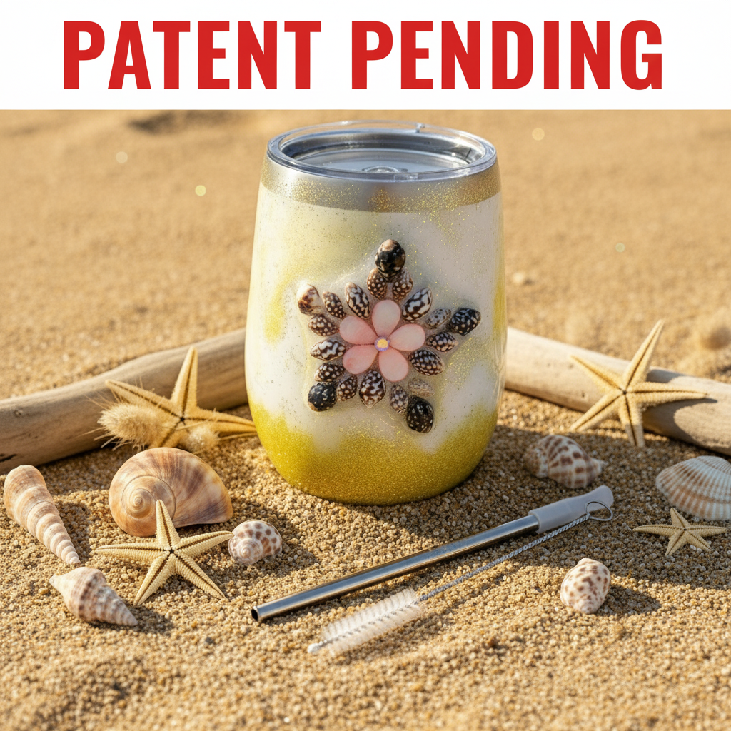 Handmade Seashell Flower Glitter Tumbler | 12oz Stainless Steel Beach Boho Souls