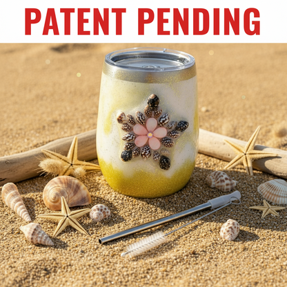 Handmade Seashell Flower Glitter Tumbler | 12oz Stainless Steel Beach Boho Souls