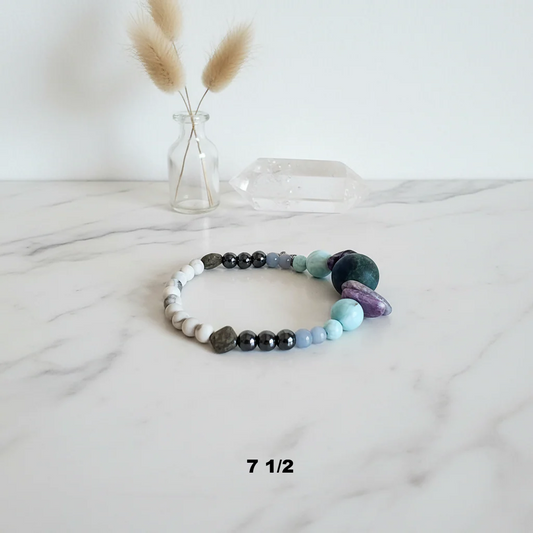 Handmade Gemstone Bracelet – Azurite, Charoite & Hemimorphite for Self-Awareness & Soothing Energy