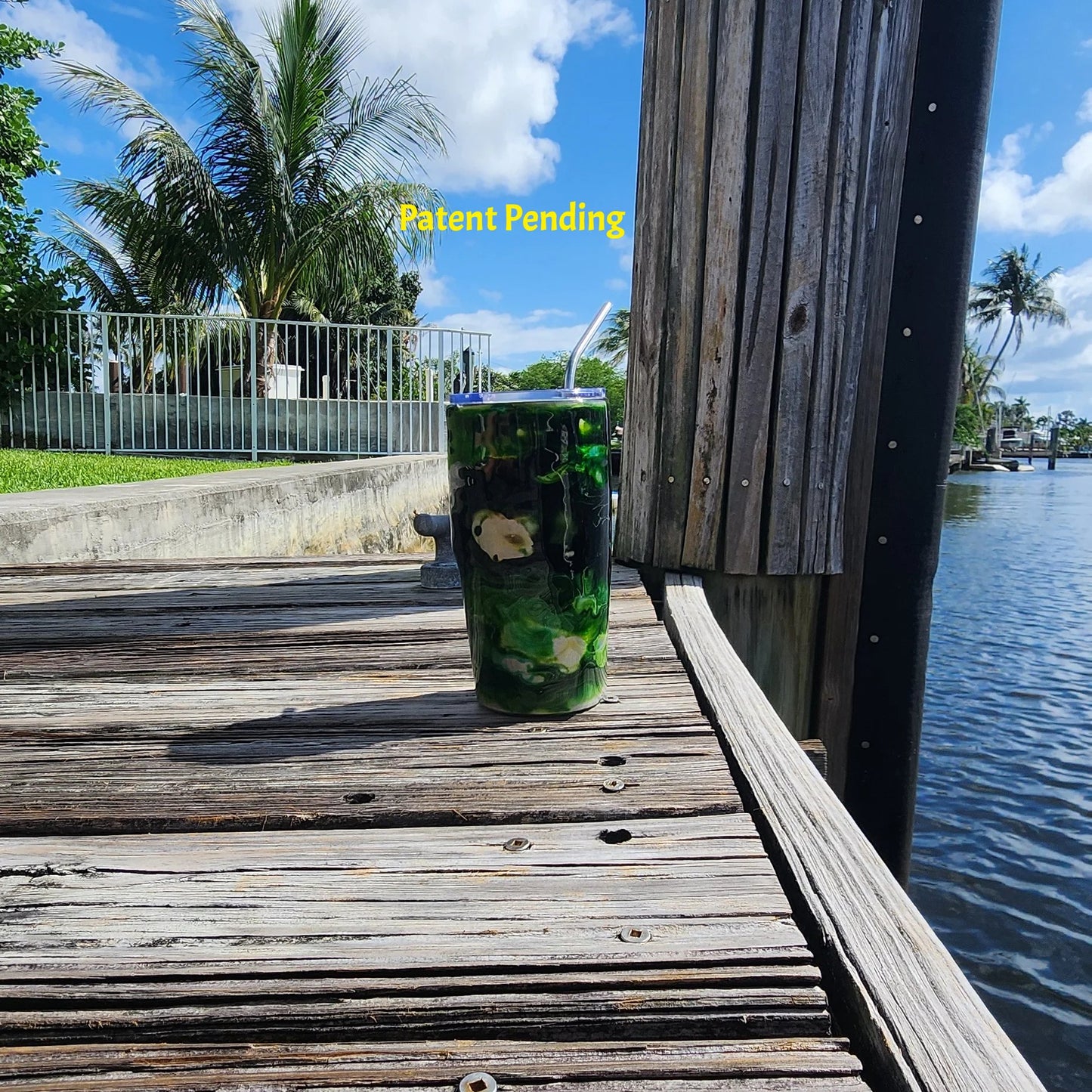 Night Tide Green fishing hook tumbler outdoor lifestyle shot