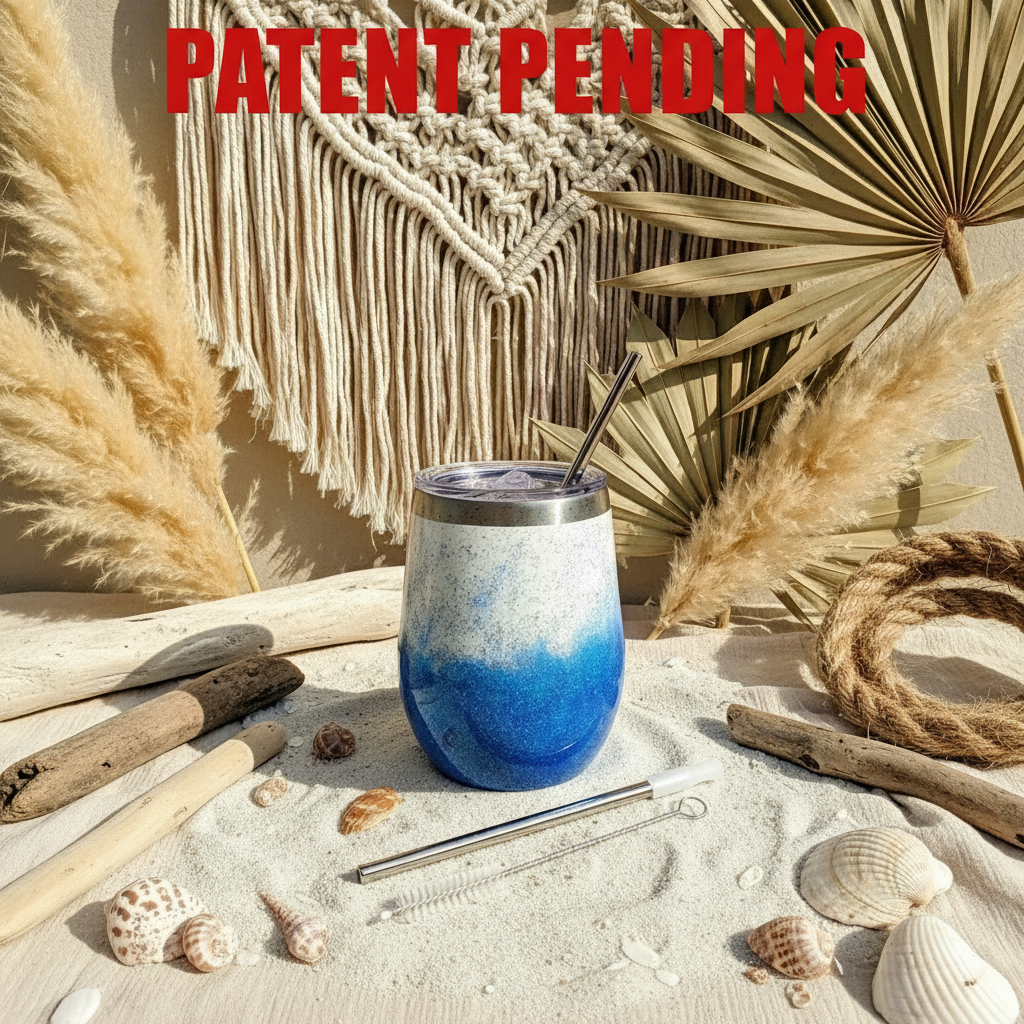 Handmade Seashell Flower Glitter Tumbler | 12oz Stainless Steel Beach Boho Souls