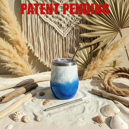 Handmade Seashell Flower Glitter Tumbler | 12oz Stainless Steel Beach Boho Souls