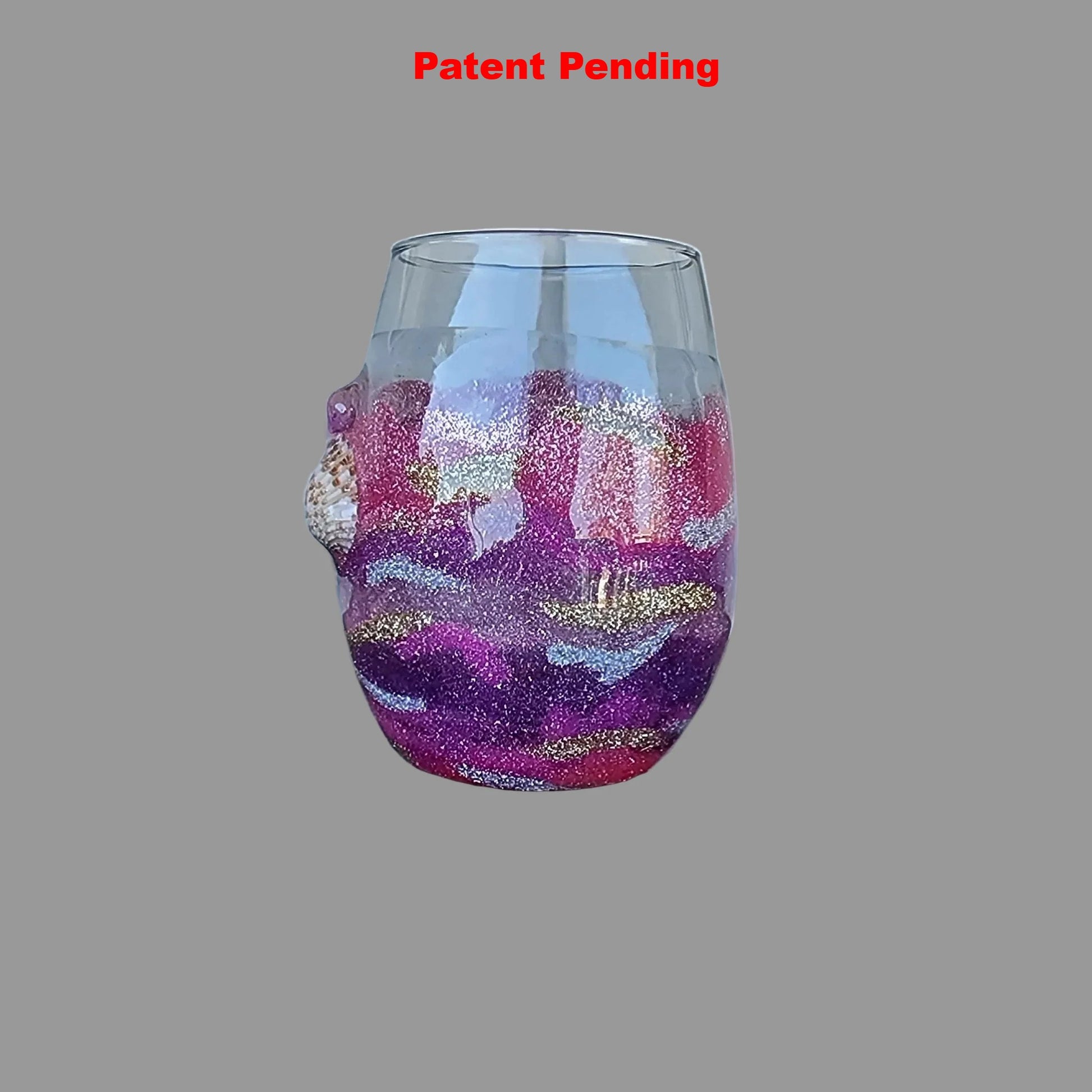 Moonlit Amethyst Stemless Wine Glass – Smoke-Tinted Gold Shimmer Resin (18oz+)