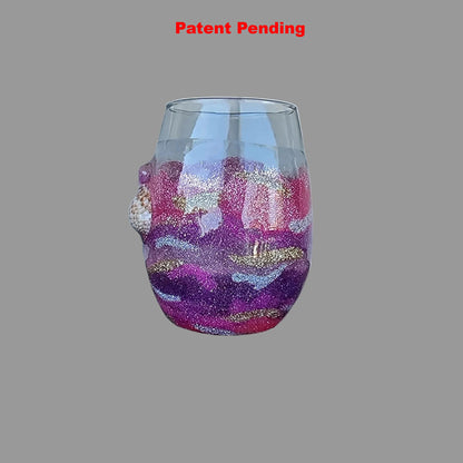 Moonlit Amethyst Stemless Wine Glass – Smoke-Tinted Gold Shimmer Resin (18oz+)