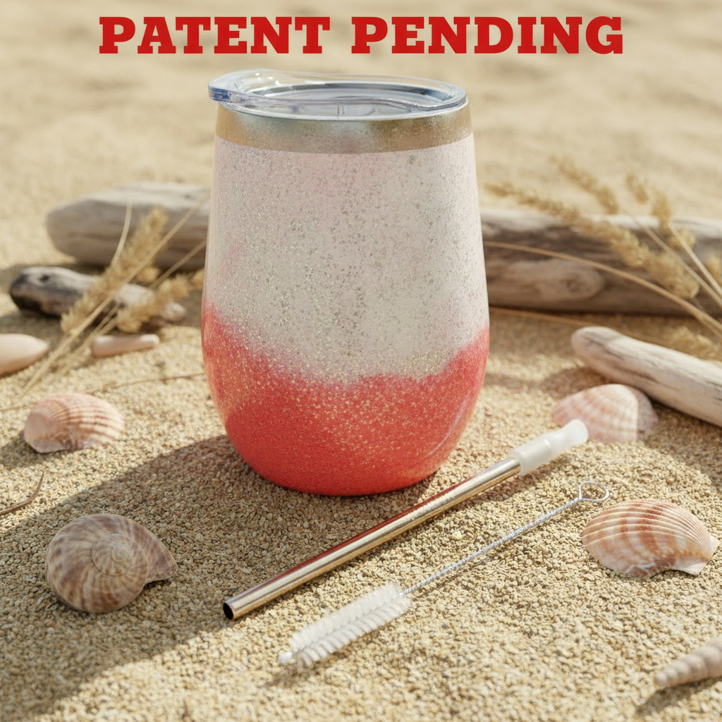 Handmade Seashell Flower Glitter Tumbler | 12oz Stainless Steel Beach Boho Souls